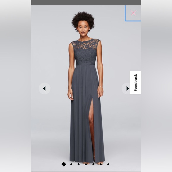 David’s Bridal Long Lace Mesh Bridesmaid Dress - Picture 4 of 4